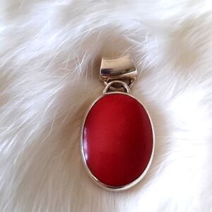Sterling Silver and Red Coral Pendant